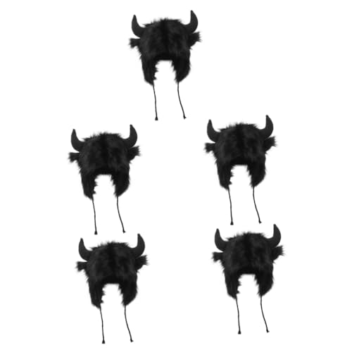 minkissy 5 Stück Tier Horn Mütze für Frauen Lustige Cosplay Kopfbedeckung für Halloween und Bühnenauftritte Flauschige Beanie mit Tierohren Schwarz minkissy 5 Stück Tier Horn Mütze für Frauen Lustige Cosplay Kopfbedeckung für Halloween und Bühnenauftritte Flauschige Beanie mit Tierohren Schwarz von minkissy