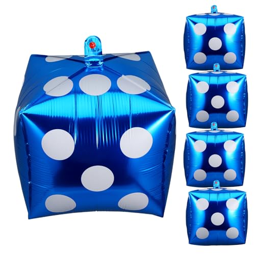 minkissy 5 Stück Würfel Luftballons aus Aluminiumfolie Themen Dekoration für Partys Geburtstagsfeiern und Spieleabende Blau von minkissy
