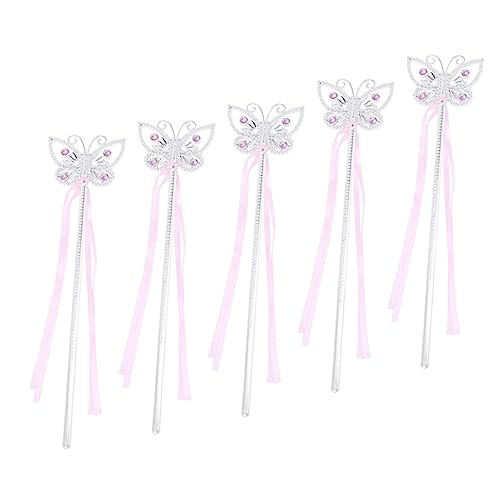 minkissy 5 Stück Zauberstäbe Glitzernde Feenstäbe für Mädchen Geburtstagsfeier Kostüm Zubehör Rosa von minkissy