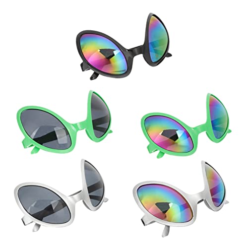 minkissy 5 Stück lustige Brille Alien-Gastgeschenke Gläser Alien-Kostüm für Erwachsene Außerirdische Brille Rave Requisiten Neuheit Brille Alien-Sonnenbrille Plastik von minkissy