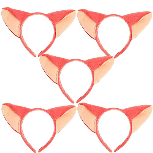 minkissy 5 Stücke Fuchs Ohren Stirnband Tier Gefüllt Ohr Stoff Material Cosplay Kostüm Kopfschmuck für Frauen Erwachsene von minkissy