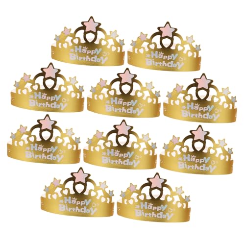 minkissy 50 Stück Faltbare Goldene Papiergeburtstagskronen für Erwachsene Partyhut Dekoration Eleganter Geburtstagskopfschmuck für Shower und Kindergeburtstag Sternenhimmel Design von minkissy