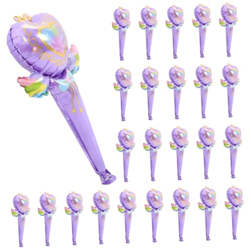 minkissy 50 Stück Folienballons mit Fairy Wand Design Handliche Aufblasbare Party-deko in Violett Aluminiumfolie als Foto-requisite für Wand Fensterdekoration bei Geburtstagen und Festen von minkissy