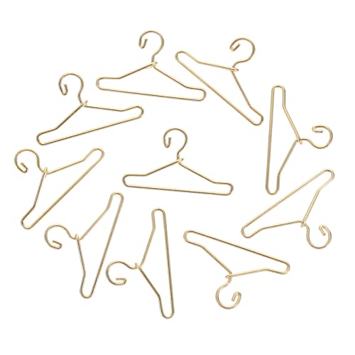 minkissy 50 Stück Metall Puppen Kleiderbügel Mini Kleiderbügel für Puppen Gold für Spielzeugzimmer und Puppenkleidung Robust und Langlebig von minkissy