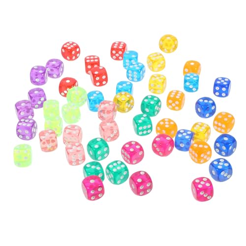 minkissy 50 Stück Teiliges Acryl Würfelset mit Abgerundeten Ecken Transparente Bunte Spielwürfel für Brettspiele Matheunterricht Party und Familiengebrauch von minkissy