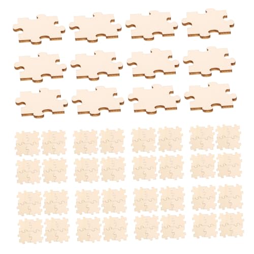 minkissy 50 Stück Teiliges Holzpuzzle Blanko Puzzle für DIY Bastelprojekte Nachhaltige Holzteile zum Bemalen Kreatives Holzspielzeug für Kleinkinder Koordination und Problemlösung von minkissy