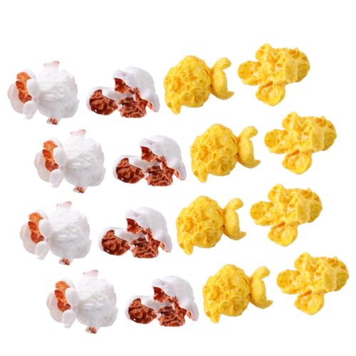 minkissy 50 Stück Teiliges Miniatur Künstliches Popcorn Detailgetreue Resin Figurinen in Zwei Farben Schmuck und Handyhüllenornament Kreative Dekoration für Party und DIY Basteleien von minkissy