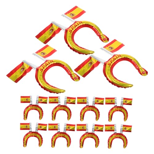 minkissy 50 Stück Teiliges Spanische Flaggen Inflatable Haarreifen aus Aluminiumfolie Leuchtende Leichte Party Haarbänder für Sportveranstaltungen und Fußballpartys Platzsparend und von minkissy
