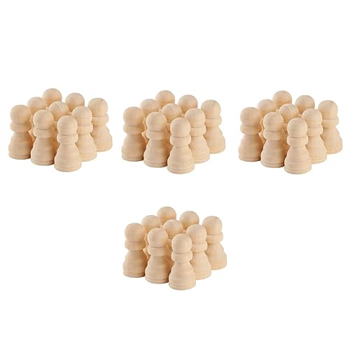 minkissy 50 Stück Unbemalte Schachfiguren aus Holz Unfertige Schachspiel Accessoires für DIY Malerei und Kreative Handwerksprojekte für Bastelspiele von minkissy