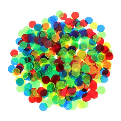 minkissy 500 Stück Bunte Plastik Bingo Chips Zählspiel für Lernspiele und Partyzubehör Transparente Mehrfarbige Spielchips zum Markieren Sortieren und Gruppieren für Zufällige Farbe von minkissy