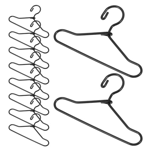 minkissy 55 Stück Mini Puppen Kleiderbügel Metallische Schwarze Hänger für Puppenkleidung für Puppenschränke und Dekoration Robust und Platzsparend von minkissy
