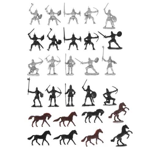 minkissy 56 Stück Teiliges Mittelalterliches Soldaten spielset aus Sicherem Kunststoff Kreatives Bastelspielzeug für Inklusive Soldaten Reitern und Pferden als Geschenk für Geburtstage und von minkissy