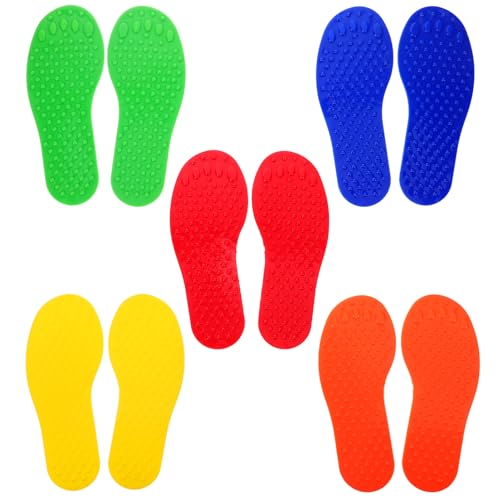 minkissy 5Paare Sensorische Trainingsgeräte für Fußabdrücke Orange Rot Gelb Blau und Grün für Klassenzimmer und Zuhause Fördern Körperliche und Kognitive von minkissy