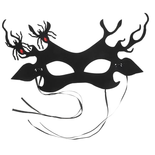 minkissy 5St Geweih Spinnenmaske Fuchsmaske Spinne halbe Gesichtsmaske Halloween-Masken gruselige Maske Venetianische Maske Maskenball Halloween-Cosplay-Maske Weihnachtsmaske Vlies Black von minkissy