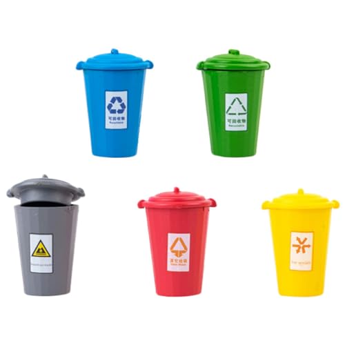 minkissy Kleiner Mülleimer Modell 5 Stücke für Puppenhaus Tischmülleimer Miniatur Dekorativer Kleiner Mülleimer für Sandtisch Realistisch und Tragbar für Miniatur Szenen von minkissy