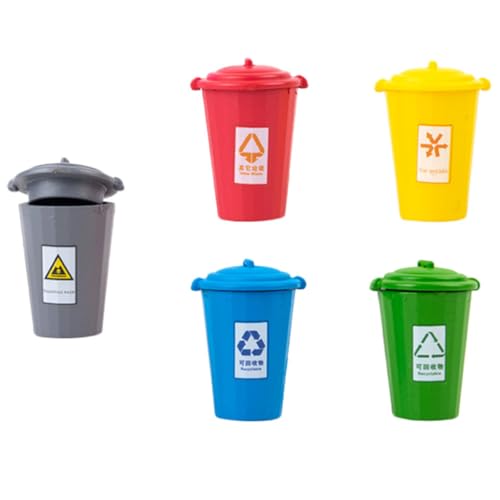 minkissy 5Stücke Teiliges Miniaturmüllbehälter Dekorative Abfallbehälter für Sandtisch Dekoration und Puppenhaus Langlebig und Vielseitig Einsetzbar aus Hochwertigem Material von minkissy