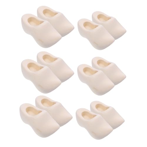 minkissy 6 Paare Mini Holzschuhe Unbehandelt DIY Bastelholz Klompen Miniatur Puppenschuhe Niederländische Dekoration Finger Schuhe für Puppenhaus Zubehör von minkissy