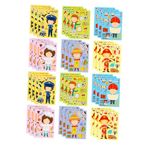 minkissy 6 Sätze DIY Berufsmotiv Puzzle Aufkleber für Bunte Interaktive Anziehsticker Kreativität Hand Auge koordination und Spielerischem Lernen bei Geburtstagsfeiern Unterricht von minkissy