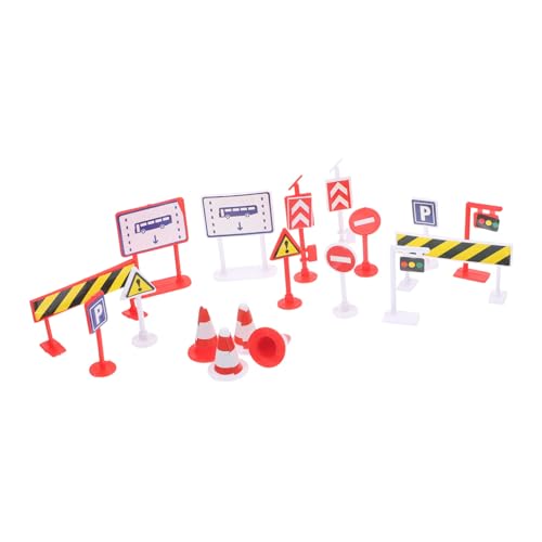 minkissy 6 Sätze Verkehrszeichen Lernspielzeug für Miniatur Straßenverkehrsschilder Verkehrserziehung und Motorischen Fähigkeiten für Spielszene und DIY Dekoration von minkissy