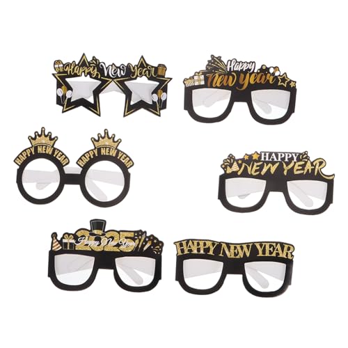 minkissy 6 Stück 2025 party dekoration gläser Sonnenbrille Neujahrsbrille Brillen feier party gefallen Glücklich frohes neues jahr liefert frohes neues jahr brille Silvesterparty Papier von minkissy