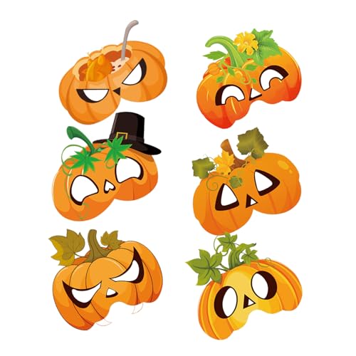 minkissy 6 Stück Kürbiskopfmaske Elastische Masken Für Partys Halbgesichtsmasken Herbstparty Foto Requisiten Thanksgiving Masken Halloween Ernteparty von minkissy