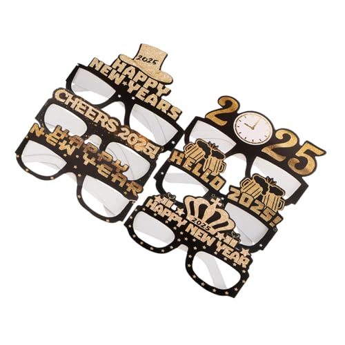 minkissy 6 Stück Lustige Requisitenbrille Neujahrsbrille Gläser Dekorationen Party Thematisiert Verrückt Sonnenbrille Erwachsene Glücklich Nein Frohes Neues Jahr Liefert Eva-brille Papier von minkissy