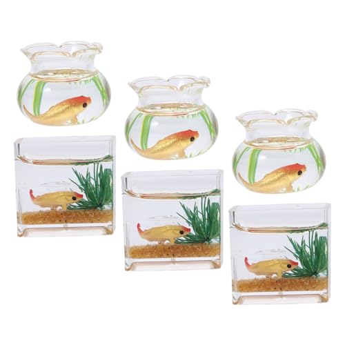 minkissy 6 Stück Mini -Fischtankdekoration Puppenhaus Miniatur-Aquarium Puppenhaus-Aquarium Mini-Fischschalen Miniatur-Landschaftsdekor Glas mit hohem Borosilikatgehalt Zufällige Farbe von minkissy