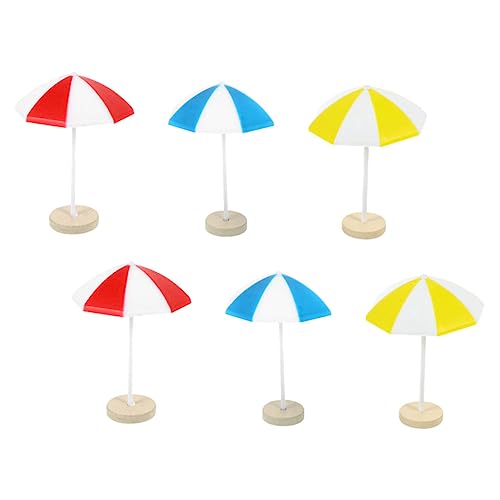 minkissy 6 Stück Mini Strand Sonnenschirm Figuren Mikro Landschaft für Puppenhäuser Strandszenen Garten Deko Farben Rot Blau Gelb für Miniaturarrangements und Kinderzimmer Dekoration von minkissy