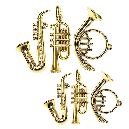 minkissy 6 Stück Miniatur Musikinstrumente für Puppenhaus Teiliges aus Trompete Saxophon Mehr Dekoration für Miniaturhäuser Sicheres Leichtes Kunststoffmaterial von minkissy