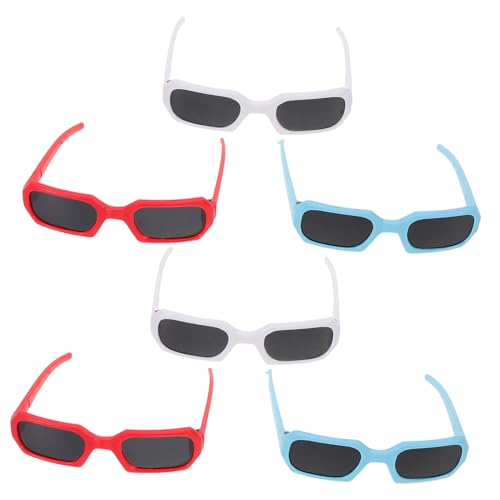 minkissy 6 Stück Puppenbrille für Partys Plastikspezialbrillen für Kostüme Rollenspiele Stilvolle Puppenhaus Zubehörteile Rot von minkissy