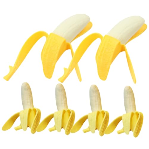 minkissy 6 Stück Stressabbau Bananen Squeeze Toy Weiches Elastisches Fingerspielzeug Realistisches Sensorisches Entspannungs Erwachsene und Tragbar und Vielseitig als Deko Geeignet von minkissy