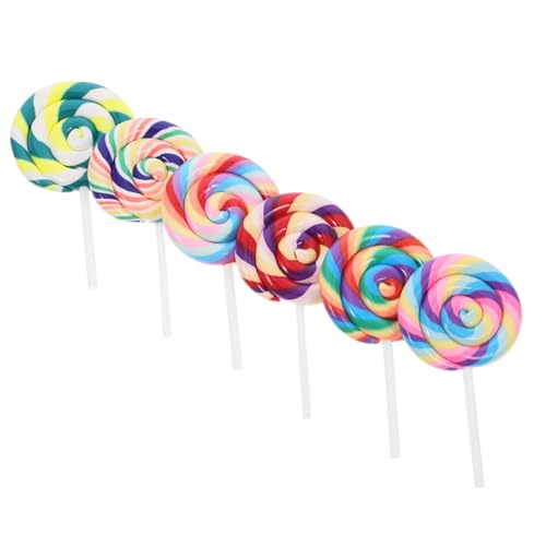 minkissy 6 Stück Teiliges Bunte Soft Clay Lollipop Charms Weiche Simulation Süßigkeiten Requisiten für DIY Schmuckherstellung Vielseitige Bastelanhänger für Geburtstagspartys und Kreative von minkissy