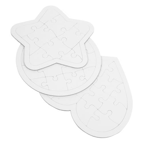minkissy 6 Stück Teiliges DIY Blanko Puzzle aus Papier mit Fünfzackigen Sternen und Cartoons Kindgerechtes Bastelspielzeug mit Abgerundeten Kanten Einfach zu Bemalen Kreatives Zeichenspiel von minkissy