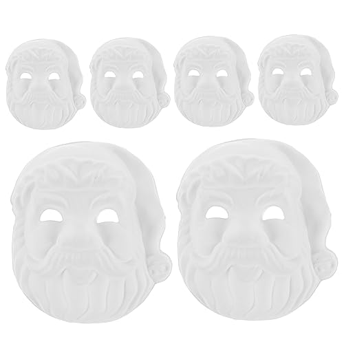 minkissy 6 Stück Teiliges DIY Weißes Santa Claus Pappmasken Blanko Weihnachtsmann Maske zum Bemalen und Basteln für Weihnachtsfeiern und Kostümierungen von minkissy