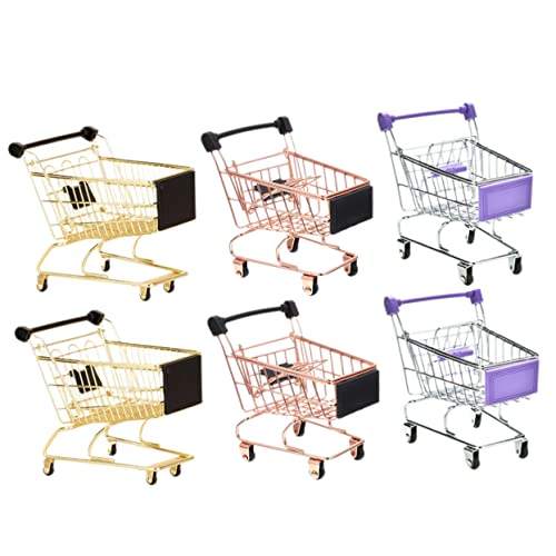 minkissy 6 Stück Teiliges Einkaufswagen Rosa Gold und Mini Kaufladen Wagen für Rollenspiele Leichtes Langlebiges Modell für Kinderzimmer und Schreibtisch Dekoration von minkissy