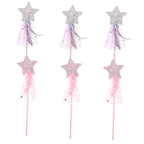 minkissy 6 Stück Teiliges Feenstab für Mädchen Glitzernder Stern Zauberstab Authentisches Rollenspiel Zubehör Bunte Prinzessinnen Sticks für Kostümparty und Bühnenauftritte von minkissy