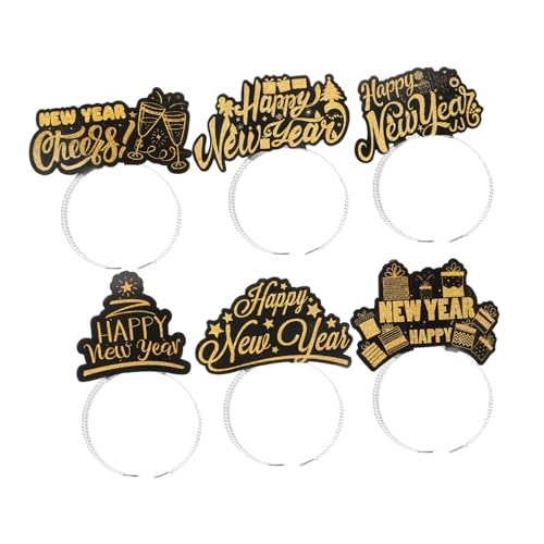 minkissy 6 Stück Teiliges Happy Year Stirnband Leichter Kopfschmuck mit Vielfältigen Designs Komfortabel für Silvester Party Neujahrsfeier und Accessoire minkissy 6 Stück Teiliges Happy Year Stirnband Leichter Kopfschmuck mit Vielfältigen Designs Komfortabel für Silvester Party Neujahrsfeier und Accessoire von minkissy