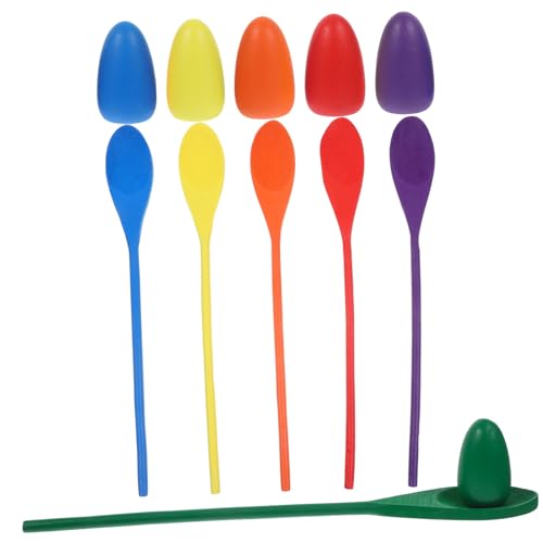minkissy 6 Stück Teiliges Holz Balancespielzeug für Sensorisches Montessori Spiel Gleichgewicht Koordination und Feinmotorik Farbenfrohes Balancing Egg and Spoon Game Sicher und Langlebig von minkissy