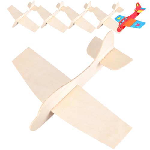 minkissy 6 Stück Teiliges Holzflugzeug Modell Bausatz zum Zusammenbauen Blanko DIY Flugzeugspielzeug für Glatte Oberfläche Rundliche Kanten Fördert Hand Auge Koordination und Kreative von minkissy