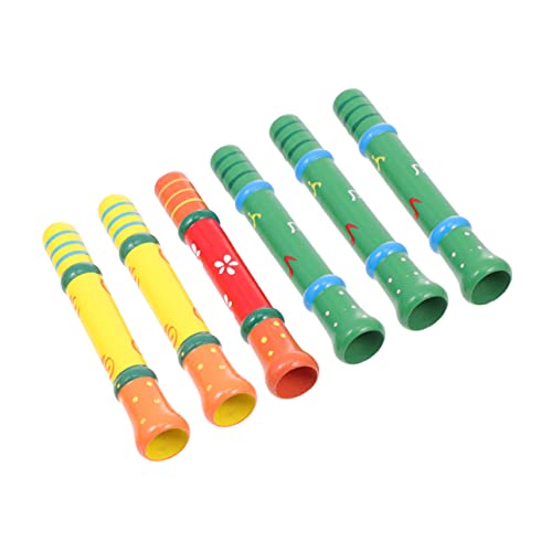 minkissy 6 Stück Teiliges Holzpfeifen Kreative Kinderpfeifen aus Holz Bunte Pädagogische Musikinstrumente Sicher Glatte Oberfläche für Kindergarten und Vorschule Fördert Zufällige Farbe von minkissy