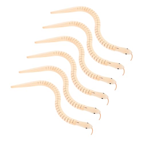 minkissy 6 Stück Teiliges Holzschlangen Flexible DIY Tiermodelle aus Robustem Naturholz Realistische Kleine Holzschlangen für Sicheres Lernspielzeug und Dekoration von minkissy