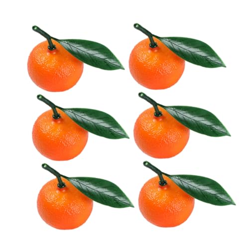 minkissy 6 Stück Teiliges Kleine Künstliche Orangen mit Blättern Lebensechte Früchte Deko Fotorealistische Orangen Modelle Sichere Dekorative Künstliche Früchte für Foto Requisiten und von minkissy