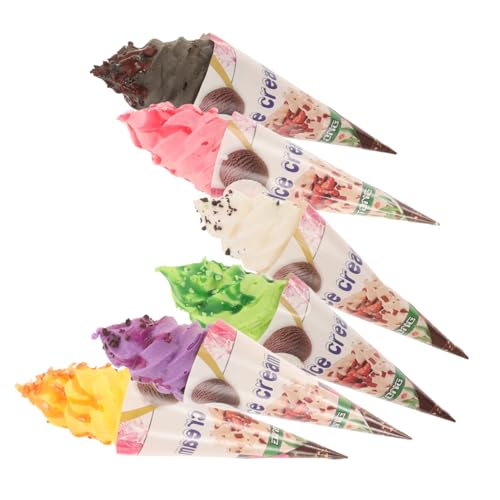 minkissy 6 Stück Teiliges Künstliche Eistüten Dekor Eiscreme Cone Modell Magnetisch Realistische Dessert Requisite Kühlschrankmagnet für Foto Requisiten und Wohnraumdekoration von minkissy