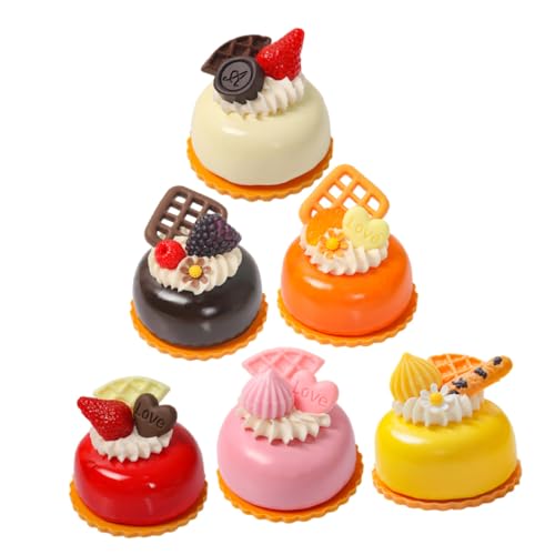 minkissy 6 Stück Teiliges Künstliche Kuchenmodelle Realistische Dessert Dekoration für Küchen und Bäckerei Displays Lebensmittelsichere Simulation von Kleinen Torten mit Hohem Detailgrad von minkissy