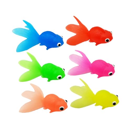 minkissy 6 Stück Teiliges Lebensechte TPR Goldfischfiguren Halbtransparente Simulation Kindgerechtes Bade und Aquariumspielzeug Farbenfrohe Deko für Miniteiche und Kinderzimmer von minkissy