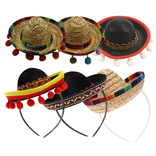 minkissy 6 Stück Teiliges Mexikanische Sombrero Hüte Stirnbänder für Fiesta Karneval Bunte Haaraccessoires für Partys Festivals Kostüme Unisex von minkissy