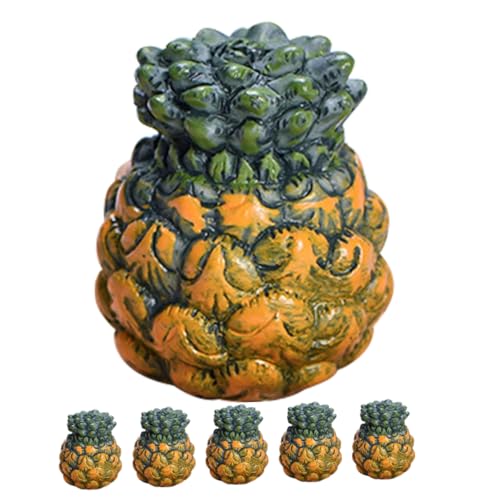 minkissy 6 Stück Teiliges Mini Ananas Deko Realistische Künstliche Ananas Modelle aus Resin Widerstandsfähig und Leicht als Foto Requisiten Puppenhaus Zubehör und Tischdekoration von minkissy