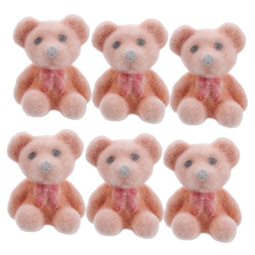 minkissy 6 Stück Teiliges Mini Flockbär Kleine Kuscheltiere aus Flockiertem Material Stabile DIY Deko als Partygeschenk Hochzeit Valentinstag von minkissy