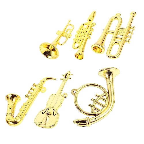minkissy 6 Stück Teiliges Mini Musikinstrumente aus Kunststoff Detailreiche Miniatur Trompete und Saxophon Puppenhaus Dekoration Weihnachtsbaumschmuck Leicht und Platzsparend für Wohn und von minkissy