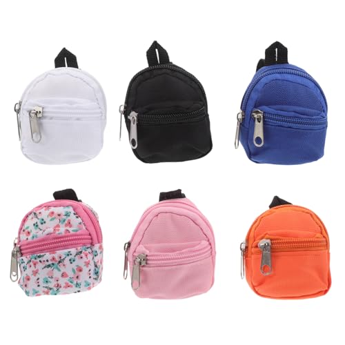 minkissy 6 Stück Teiliges Mini Puppenrucksack- Leichte Stoff-schulrucksäcke mit Reißverschluss Tragbare Miniatur-Taschen für Puppenhaus Vielseitige Mini-Figuren-Taschen für Rollenspiel und von minkissy